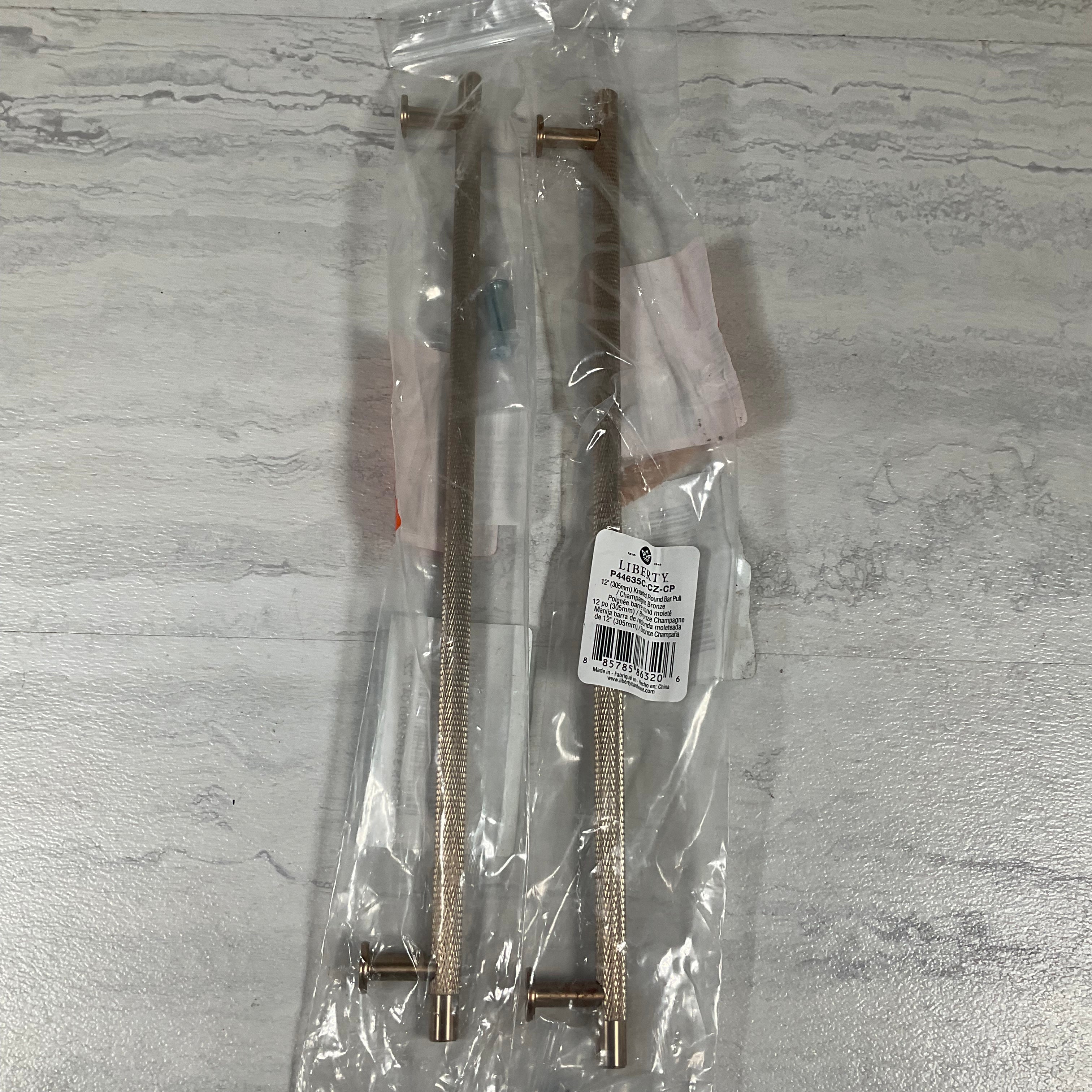 (Lot of 2) Liberty Knurled 12 in. (305 mm) Champagne Bronze Bar Drawer Pull (7457384628462)
